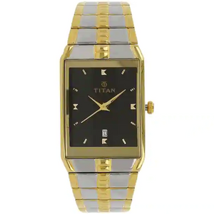 Titan Black Dial Two Toned Stainless Steel Strap Watch NP9151BM02 - KRISHNA WATCH COMPANY