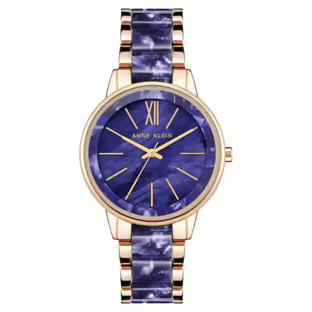 Trend Blue Dial Two Toned PLASTIC Strap Watch ANNE KLEIN WATCH AK1412NVRG