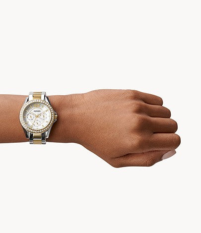 FOSSIL Riley Multifunction Two-Tone Stainless Steel Watch ES3204 - KRISHNA WATCH COMPANY
