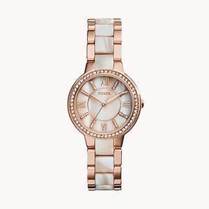 FOSSIL Virginia Rose-Tone & amp; Horn Acetate Watch - ES3716 - KRISHNA WATCH COMPANY