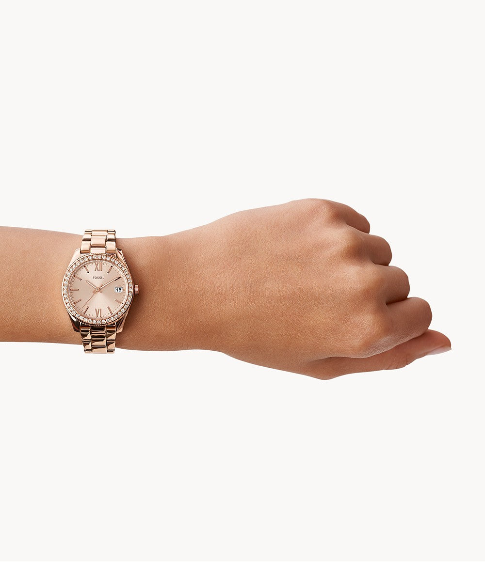 FOSSIL Scarlette Three-Hand Date Rose-Gold-Tone Stainless Steel Watch ES4318