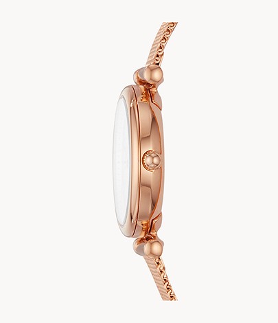 FOSSIL Carlie Mini Three-Hand Rose Gold-Tone Stainless Steel Watch ES4433