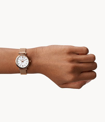 FOSSIL Carlie Mini Three-Hand Rose Gold-Tone Stainless Steel Watch ES4433