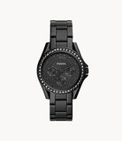 FOSSIL Riley Multifunction Black Stainless Steel Watch - ES4519