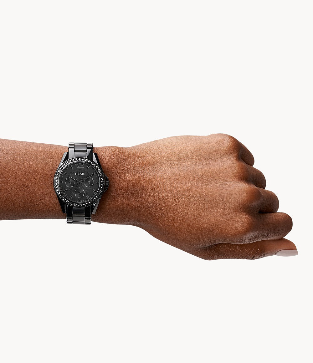 FOSSIL Riley Multifunction Black Stainless Steel Watch ES4519