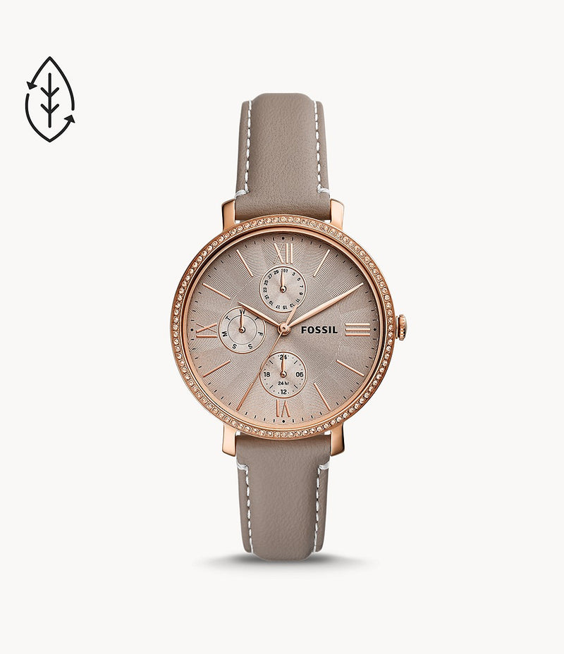 Jacqueline Multifunction Grey Eco Leather Watch ES5097 - KRISHNA WATCH COMPANY
