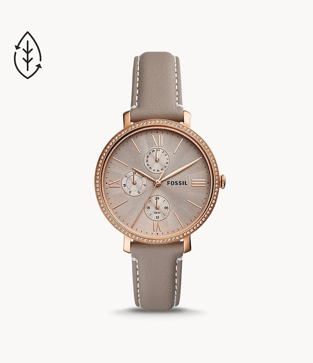 Jacqueline Multifunction Grey Eco Leather Watch ES5097 - KRISHNA WATCH COMPANY