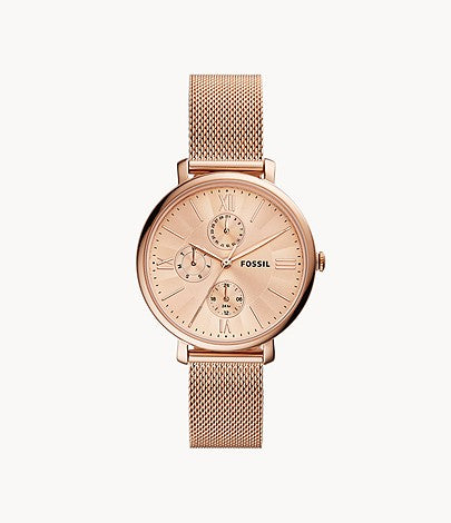 Jacqueline Multifunction Rose Gold-Tone Stainless Steel Mesh Watch ES5098 - KRISHNA WATCH COMPANY