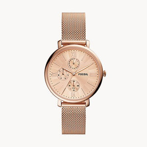 Jacqueline Multifunction Rose Gold-Tone Stainless Steel Mesh Watch ES5098 - KRISHNA WATCH COMPANY