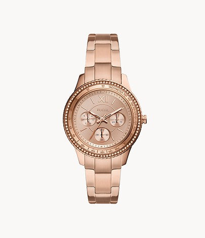 FOSSIL Stella Sport Multifunction Rose Gold-tone Stainless Steel Watch ES5106 - KRISHNA WATCH COMPANY