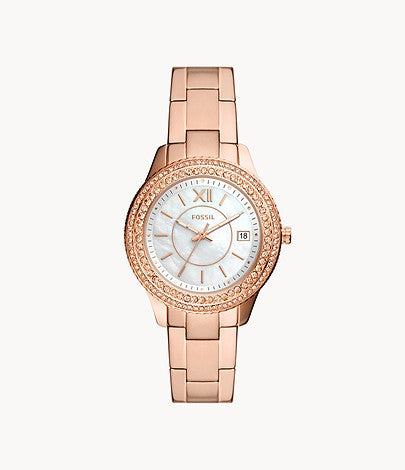 FOSSIL Stella Three-Hand Date Rose Gold-Tone Stainless Steel Watch ES5131