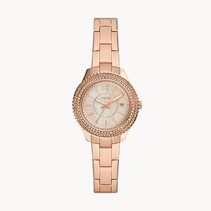 FOSSIL Stella Three-Hand Date Rose Gold-Tone Stainless Steel Watch ES5136 - KRISHNA WATCH COMPANY
