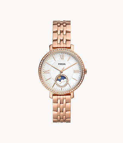 Jacqueline Sun Moon Multifunction Rose Gold-Tone Stainless Steel Watch ES5165