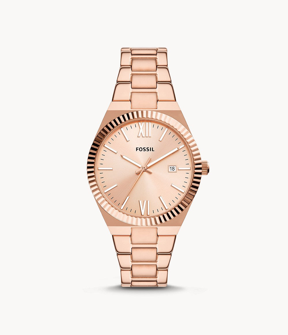 FOSSIL Scarlette Three-Hand Date Rose Gold-Tone Stainless Steel Watch ES5258 - KRISHNA WATCH COMPANY