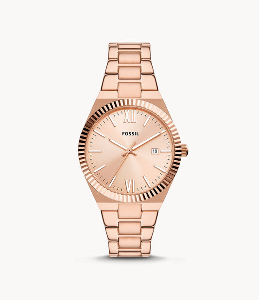 FOSSIL Scarlette Three-Hand Date Rose Gold-Tone Stainless Steel Watch ES5258