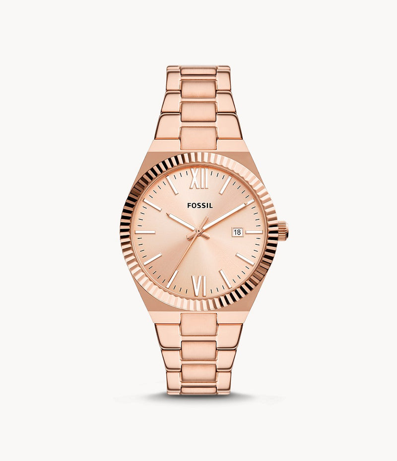 FOSSIL Scarlette Three-Hand Date Rose Gold-Tone Stainless Steel Watch ES5258 - KRISHNA WATCH COMPANY