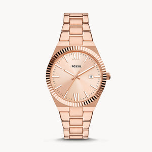 FOSSIL Scarlette Three-Hand Date Rose Gold-Tone Stainless Steel Watch ES5258 - KRISHNA WATCH COMPANY