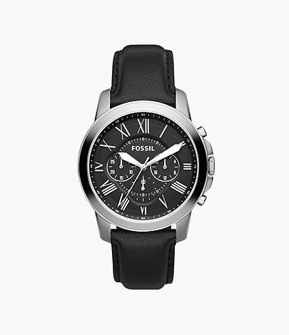 Grant Chronograph Black Leather Watch FS4812