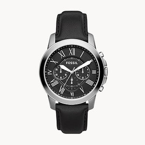 FOSSIL Grant Chronograph Black Leather Watch - FS4812 - KRISHNA WATCH COMPANY