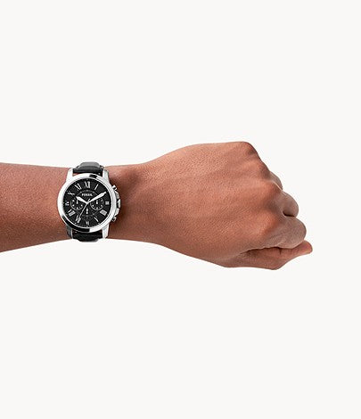 FOSSIL Grant Chronograph Black Leather Watch FS4812