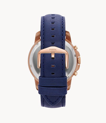 FOSSIL Grant Chronograph Navy Leather Watch - FS4835 - KRISHNA WATCH COMPANY