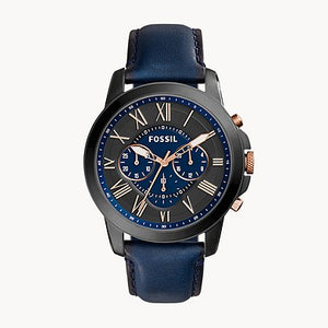 FOSSIL Grant Chronograph Navy Leather Watch FS5061 - KRISHNA WATCH COMPANY