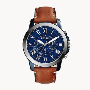 Fossil Grant Chronograph Light Brown Leather Watch - FS5151 - KRISHNA WATCH COMPANY