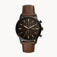 FOSSIL Townsman 44 mm Chronograph Brown Leather Watch FS5437