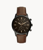 FOSSIL Townsman 44 mm Chronograph Brown Leather Watch-  FS5437
