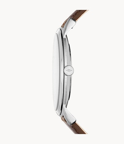 The Minimalist Three-Hand Brown Leather Watch FS5439 – KRISHNA