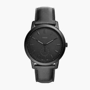 FOSSIL The Minimalist Two-Hand Black Leather Watch FS5447 - KRISHNA WATCH COMPANY