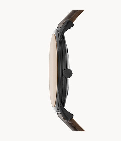 Minimalist Three-Hand Brown Leather Watch FS5551