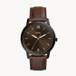 Minimalist Three-Hand Brown Leather Watch FS5551