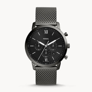 FOSSIL Neutra Chronograph Smoke Stainless Steel Mesh Watch FS5699 - KRISHNA WATCH COMPANY