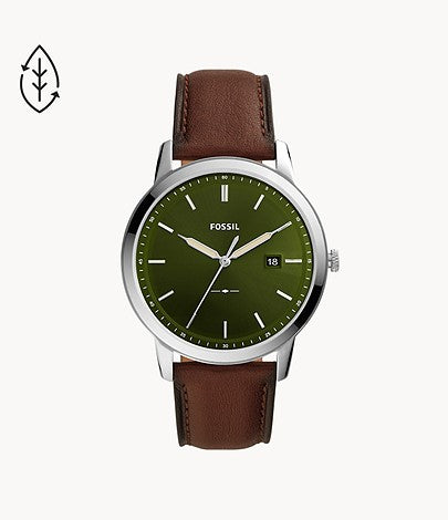 The Minimalist Solar-Powered Dark Brown Eco Leather Watch FS5838