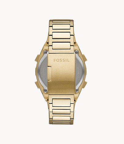 Everett Solar-powered Digital Gold-tone Stainless Steel Watch FS5862