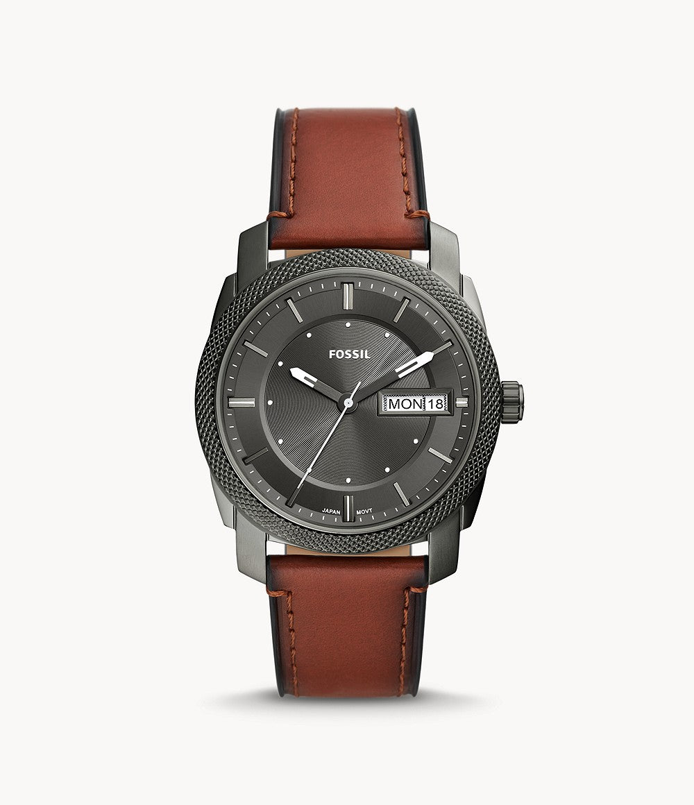 Machine Three-Hand Date Brown Eco Leather Watch FS5900