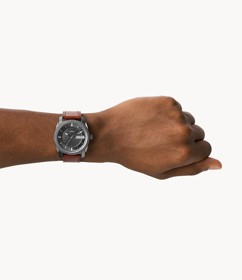 Machine Three-Hand Date Brown Eco Leather Watch FS5900