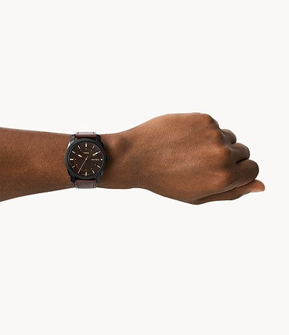 Machine Three-Hand Date Brown Eco Leather Watch FS5901