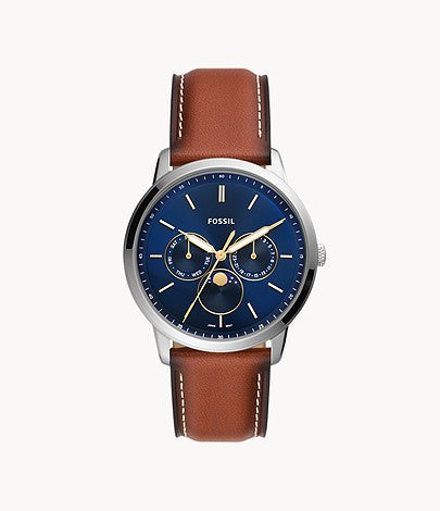 Neutra Moonphase Multifunction Brown Eco Leather Watch - KRISHNA WATCH COMPANY