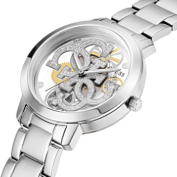 Guess Silver Tone Case Silver Tone Stainless Steel Watch GW0300L1