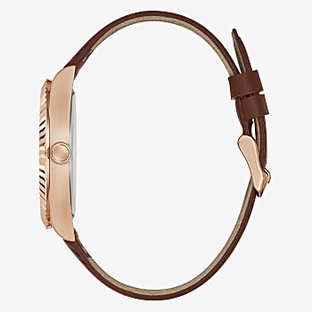 Guess Eco-Friendly Brown Leather Recycled Ultra Suede Strap Watch GW0353G2