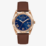 Guess Eco-Friendly Brown Leather Recycled Ultra Suede Strap Watch GW0353G2