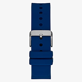 Guess Silver Tone Case Blue Silicone Watch GW0420G1