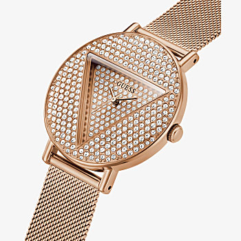 Guess Rose Gold Tone Case Rose Gold Tone Stainless Steel/Mesh Watch GW0477L3