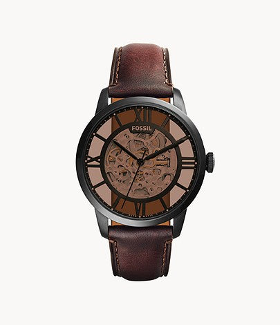 FOSSIL Townsman Automatic Dark Brown Leather Watch ME3098