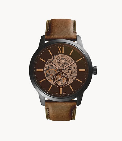 FOSSIL Townsman 48 mm Automatic Brown Leather Watch ME3155