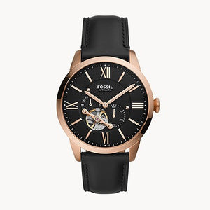 Fossil Townsman Automatic Black Leather Watch - ME3170 - KRISHNA WATCH COMPANY