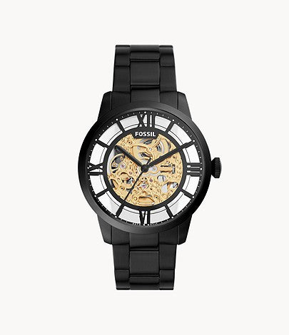 FOSSIL 44mm Townsman Automatic Black Stainless Steel Watch ME3197