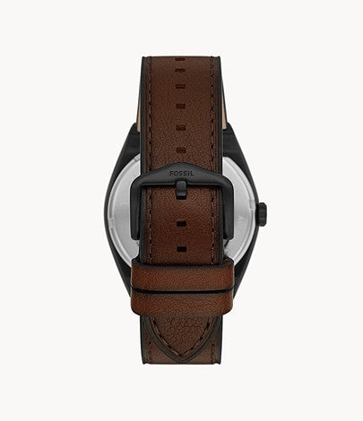FOSSIL Everett Automatic Dark Brown Eco Leather Watch ME3207